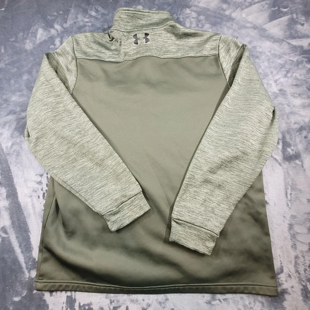 Under Armour ColdGear Mens XL Quarter Zip Pullover Olive Green Heathered Loose